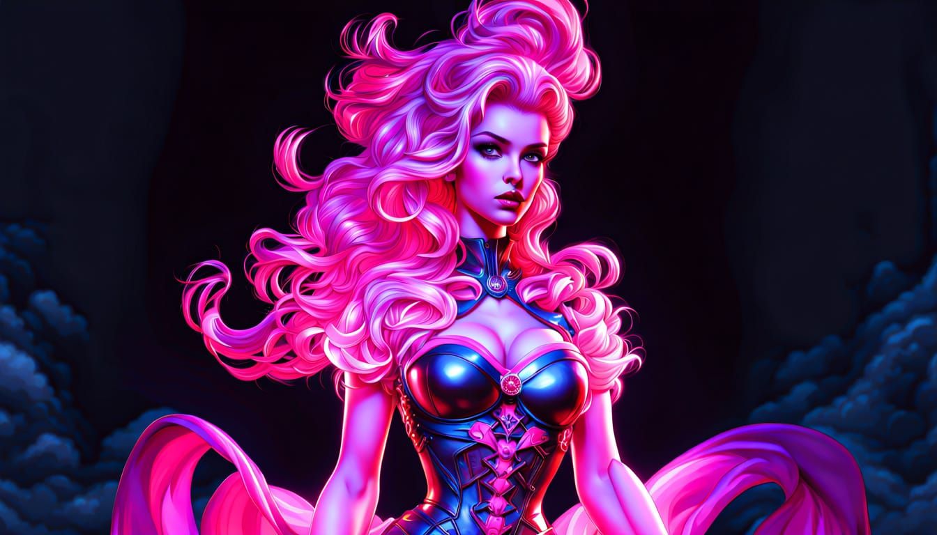 Pin-Up Icon in Neon Mist