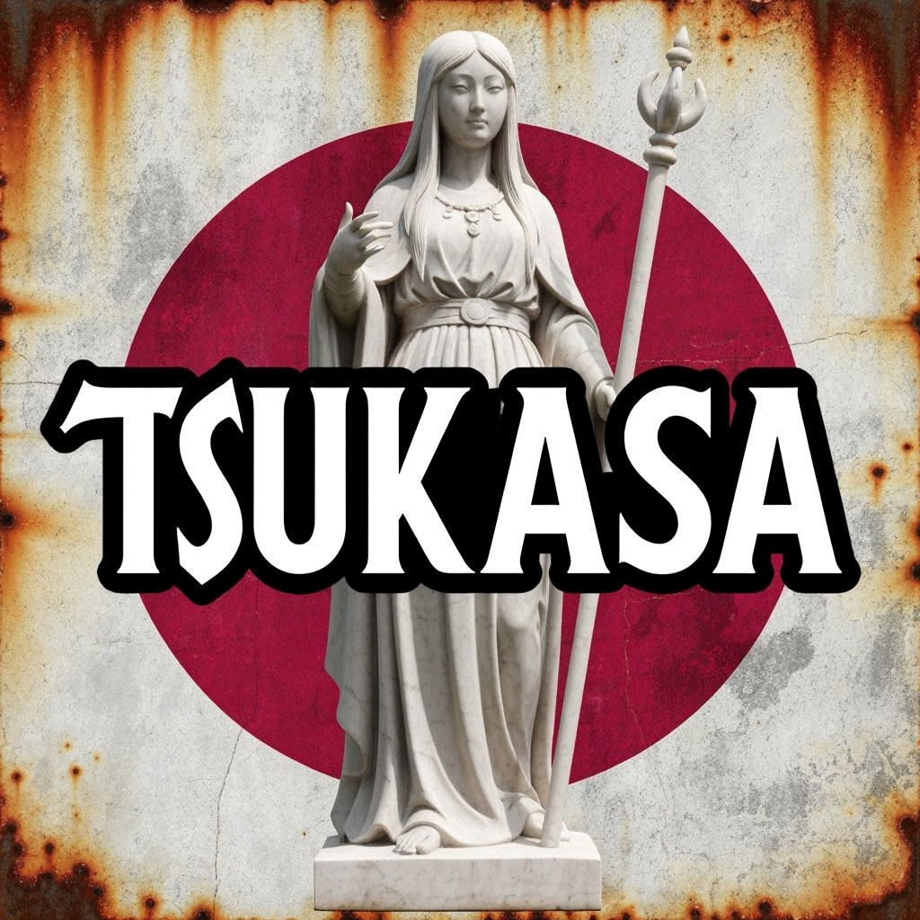 Marble Statue of Asian Woman with Scepter and Japanese Banne...