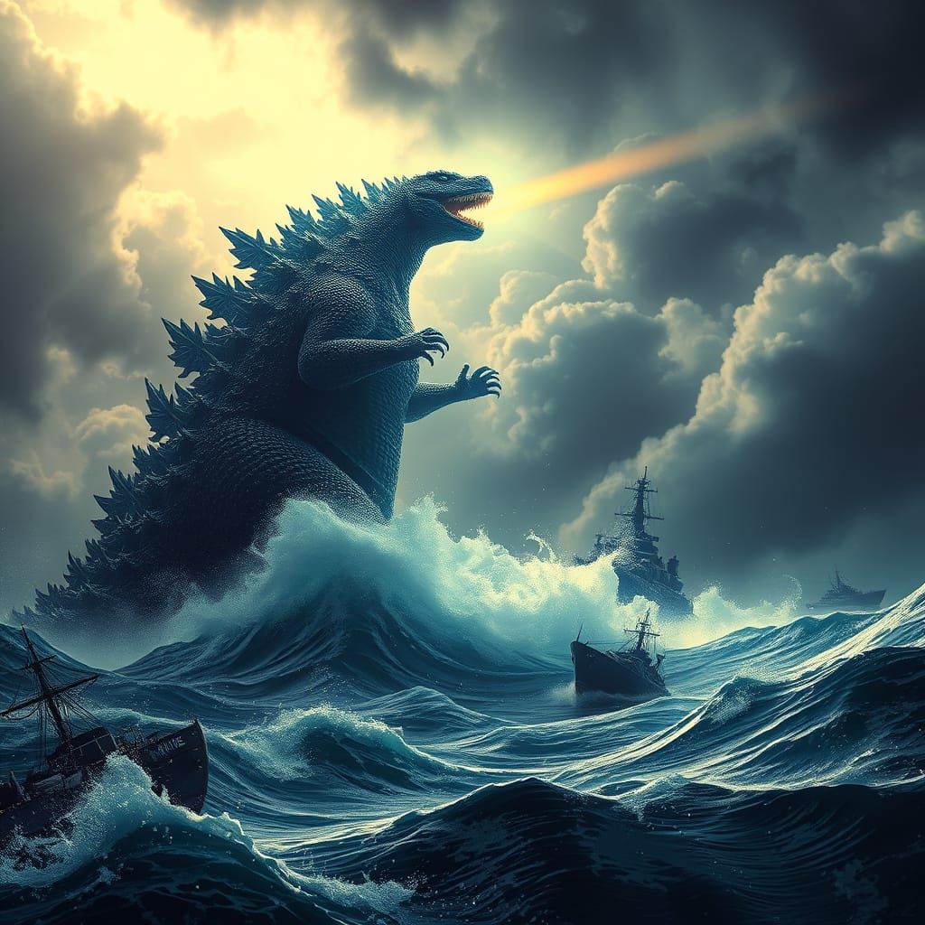 Godzilla Emerges: Bioluminescent Terror from the Deep