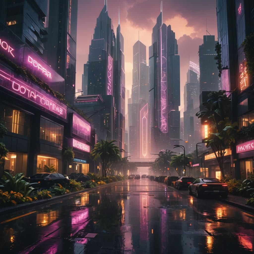Utopian Cityscape with Crystal Skyscrapers, Hyperrealistic 3...