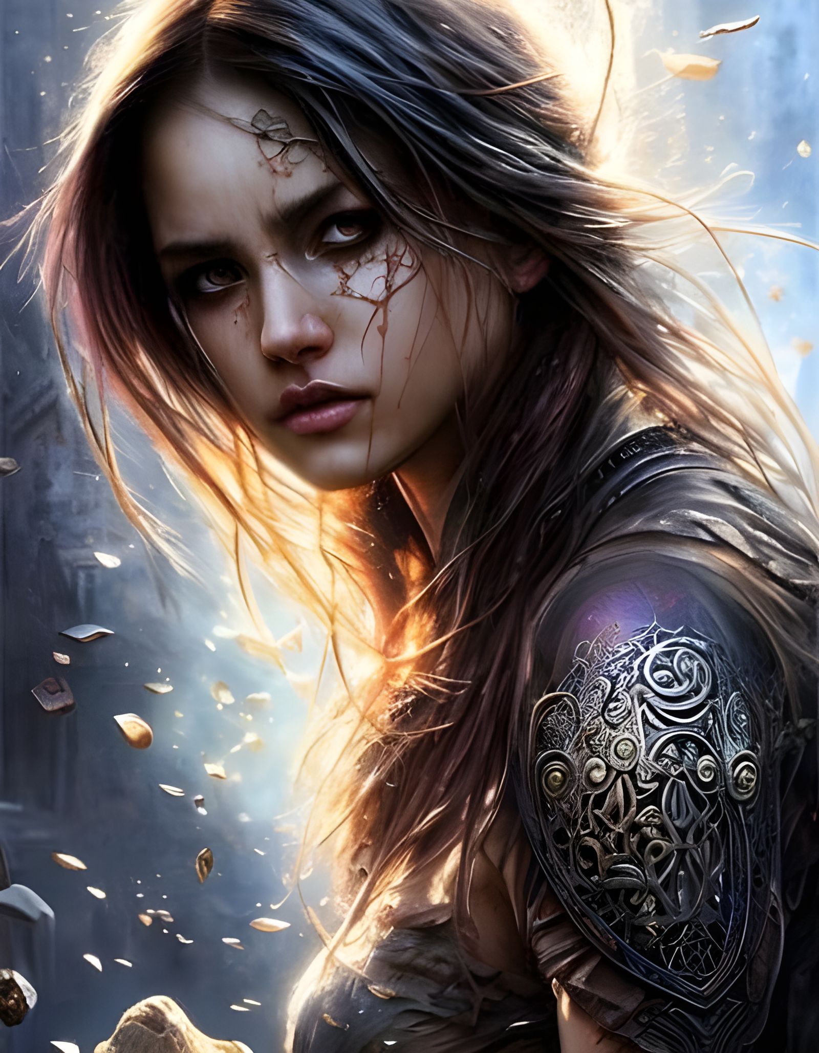 Angry Girl Screaming: Ornate Splash Art Portrait