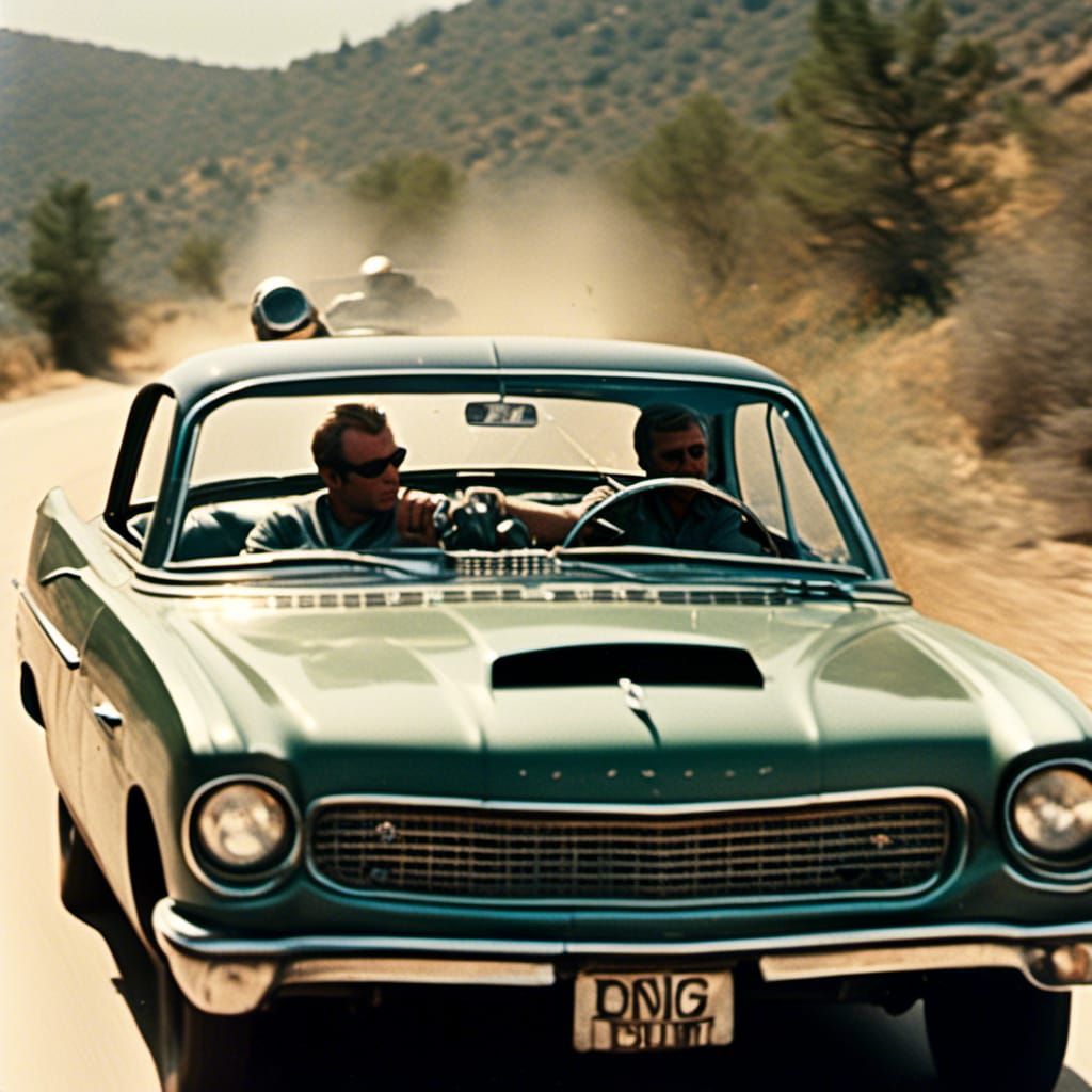 Steve McQueen Drives in Bullitt, Strong Expression
