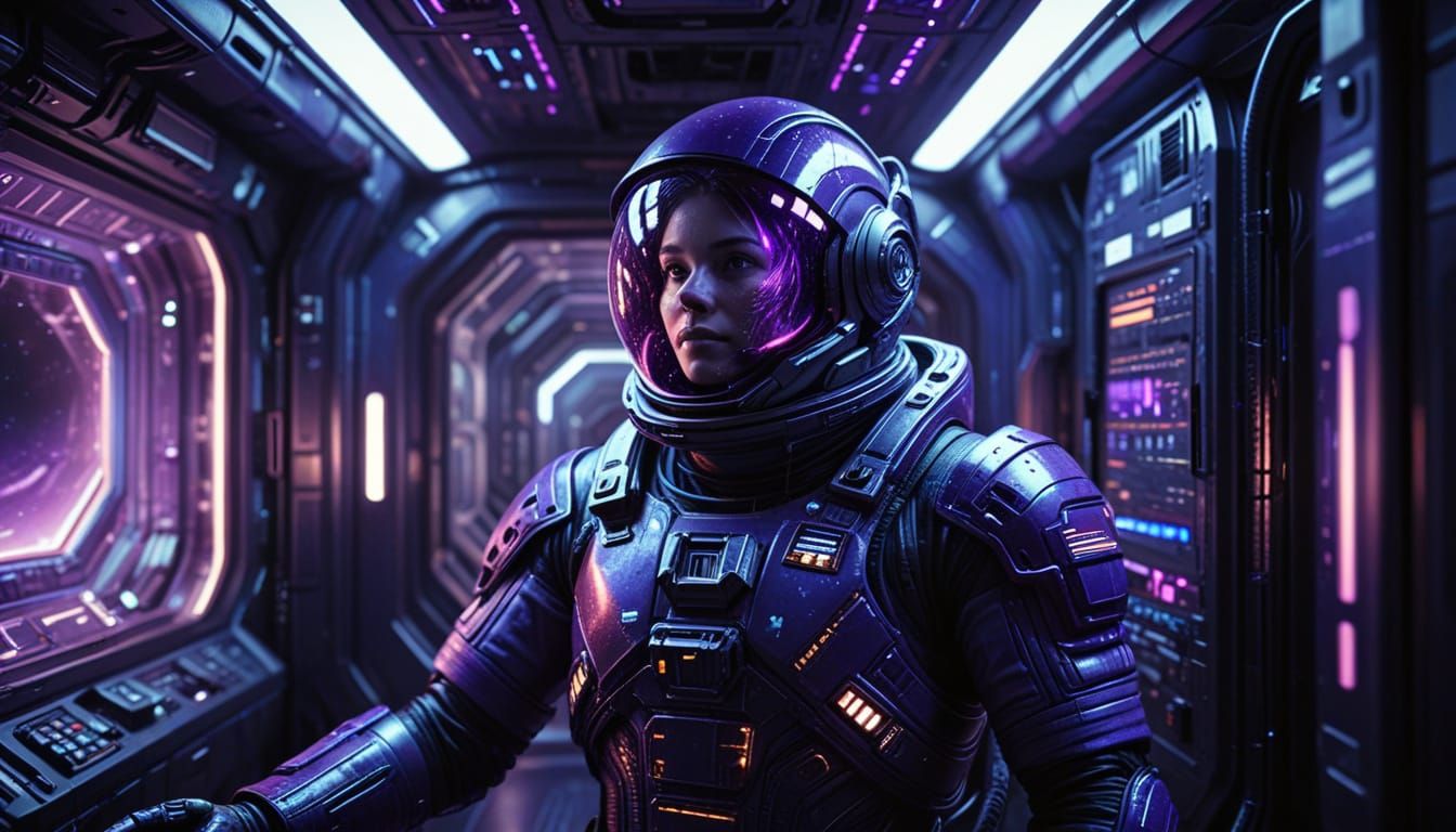 Astronaut in Spaceship Control Room Concept Art