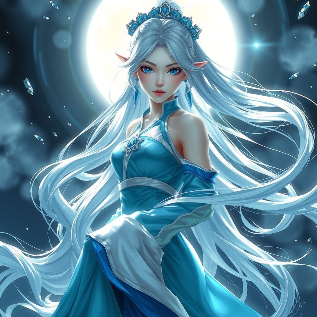 Enchanting Fantasy Fighter with Iridescent Fabrics and Lumin...