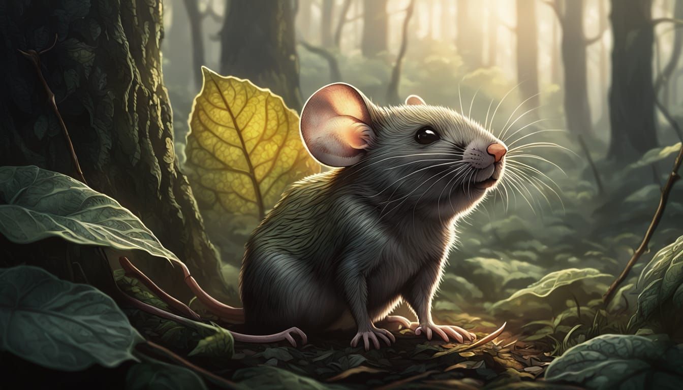 Mouse in Foggy Forest: Comic Book Illustration