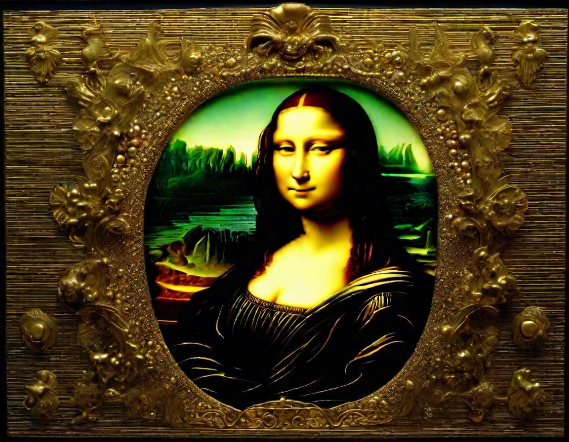 Asian Panel: Mona Lisa Carved from Polished Stone