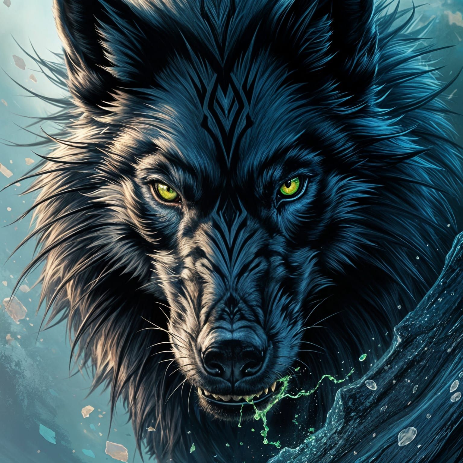 Hyperrealistic Fenrir: The Legendary Black Wolf
