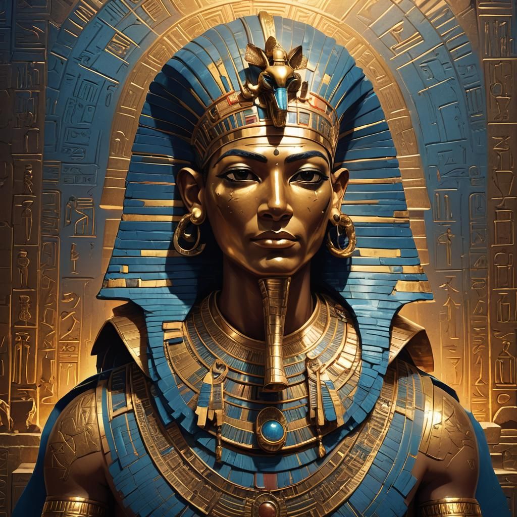 Egyptian God Ra Portrait in Ornate Detail