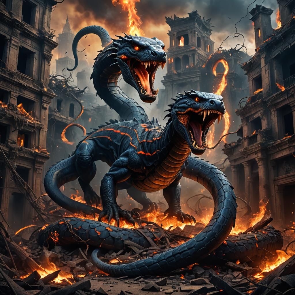 Furious Cobra in War Scene: Epic Fantasy Art