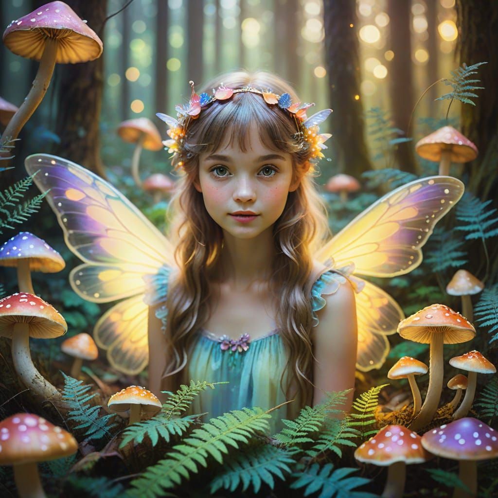 Enchanted Fairy Portrait in Impressionist Style
