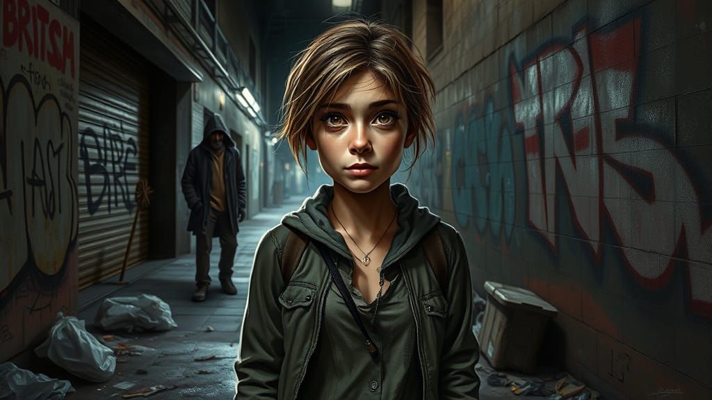 Gritty City Streets Caricature in Hyper-Realistic Style