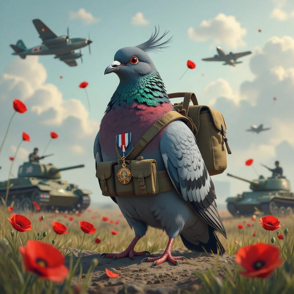 Passenger Pigeon Hero in Dramatic Digital Matte Painting