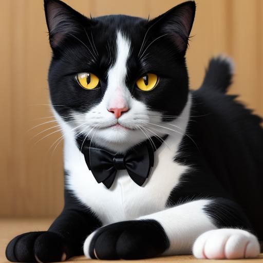 Elegant Tuxedo Cat with Yellow Eyes