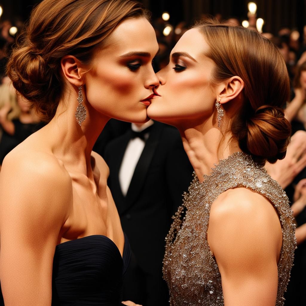 Keira Knightley and Emma Watson Kissing