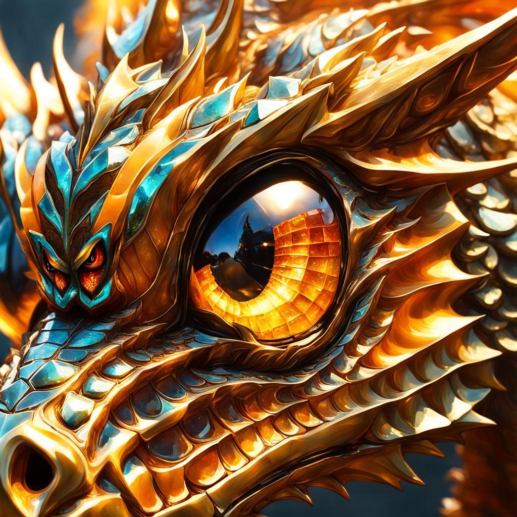 Amber Dragon Eye Portrait in Anime Style