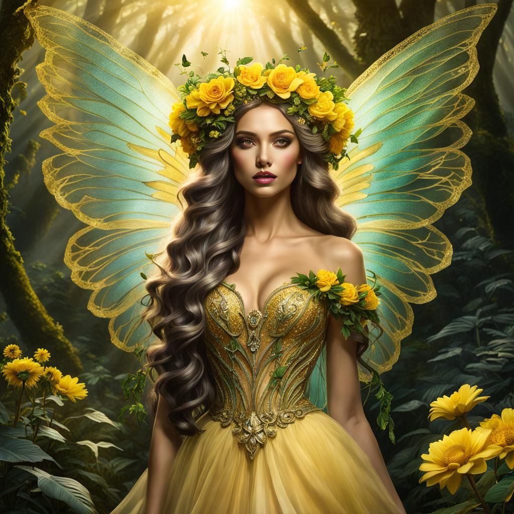 Enchanted Fairy Goddess in a Flower Gown