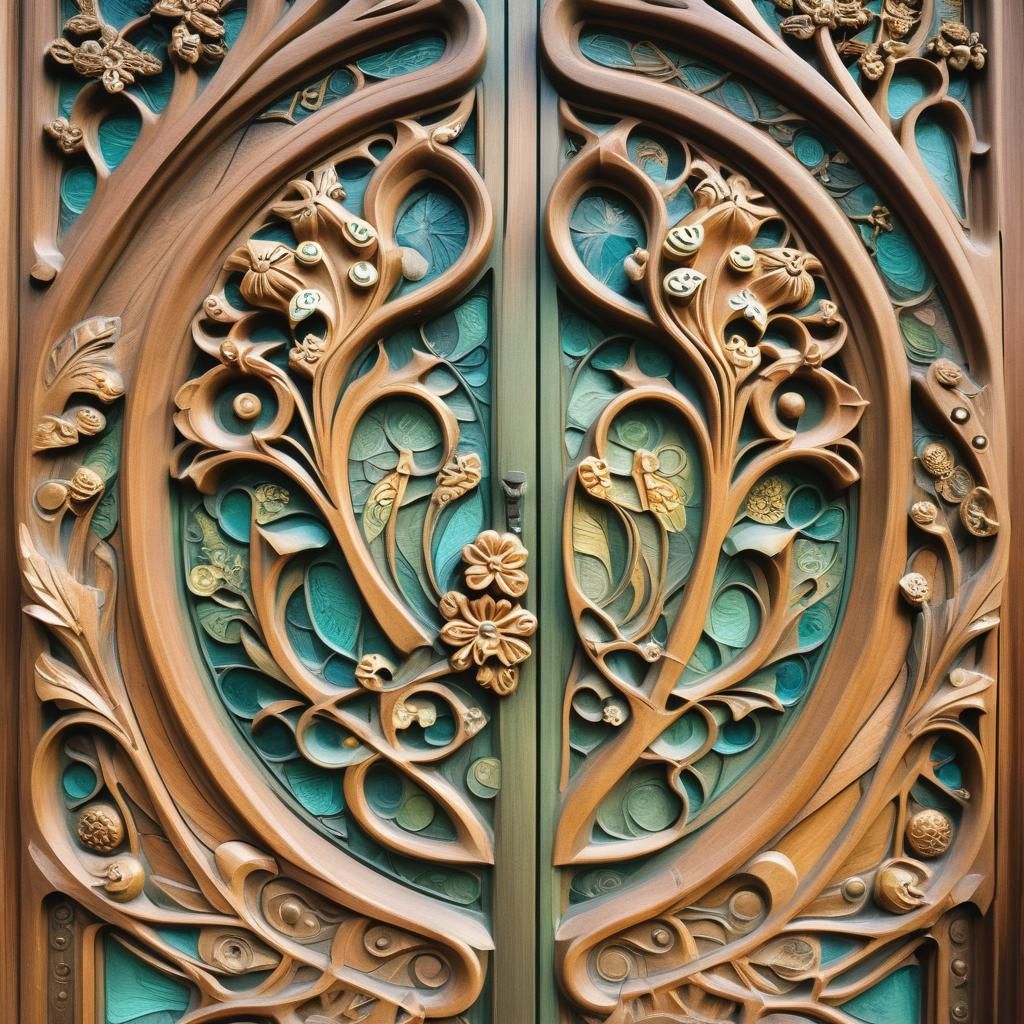Art Nouveau Door with Gaudí-esque Ornamentation