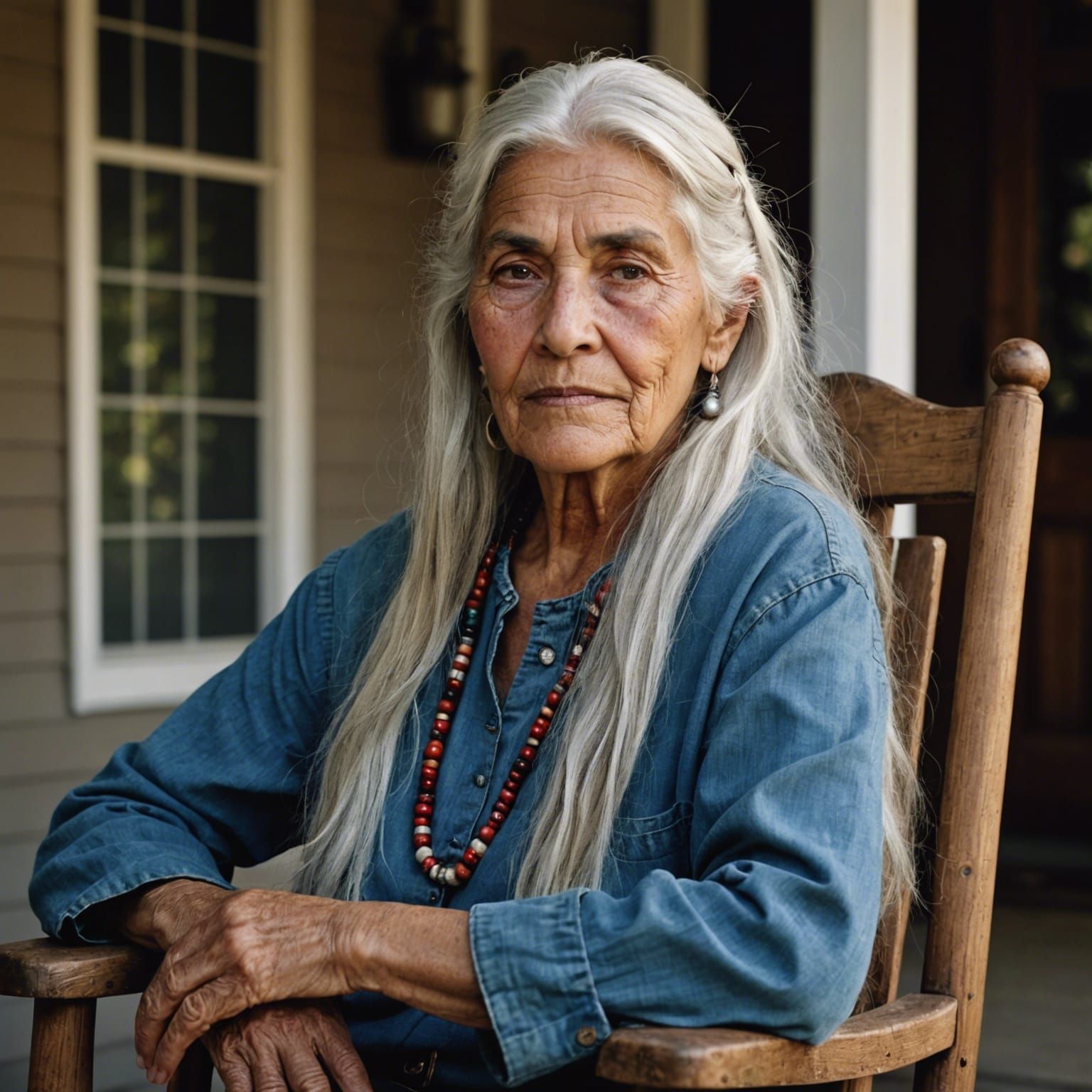 Native American Woman Portrait in Gouache Style