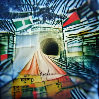 Abstract Tunnel to a 4D World in Polaroid Style