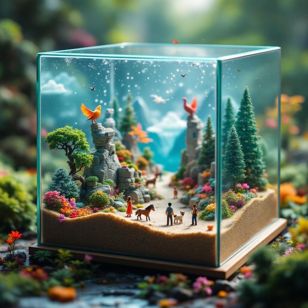 Miniature World in Sand Art Glass Box