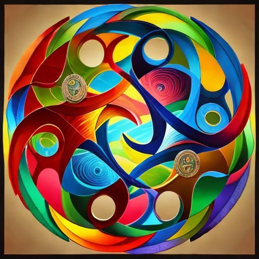 Abstract Metallic Fractal Art Inspired by Taoism