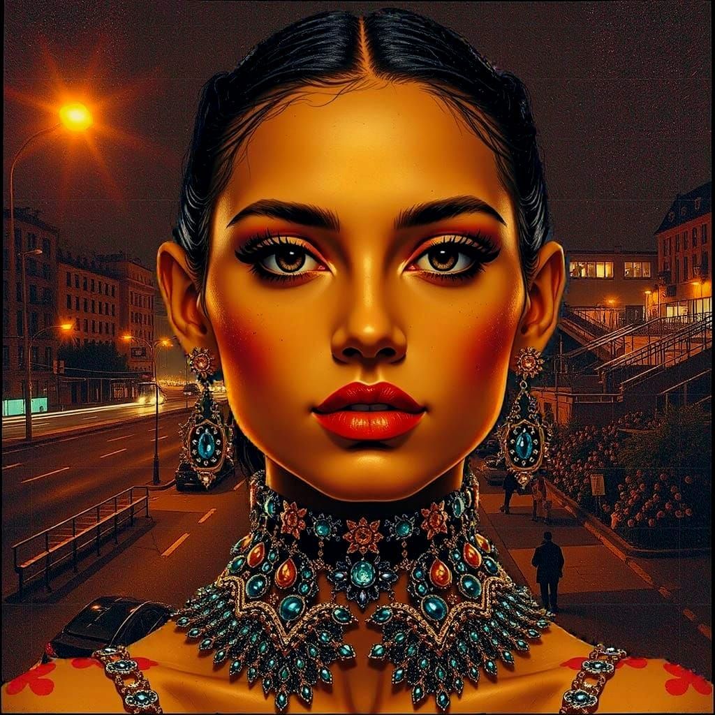 Night City Avenue in Film Noir Style