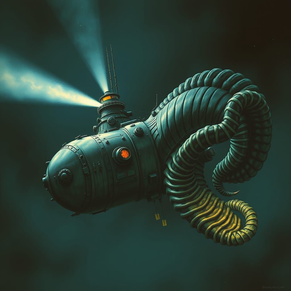 Nautilus Submarine in Steampunk Ocean Depths