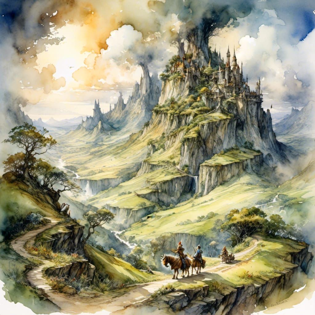 Mystic Caravan Journey Through Winding Valley