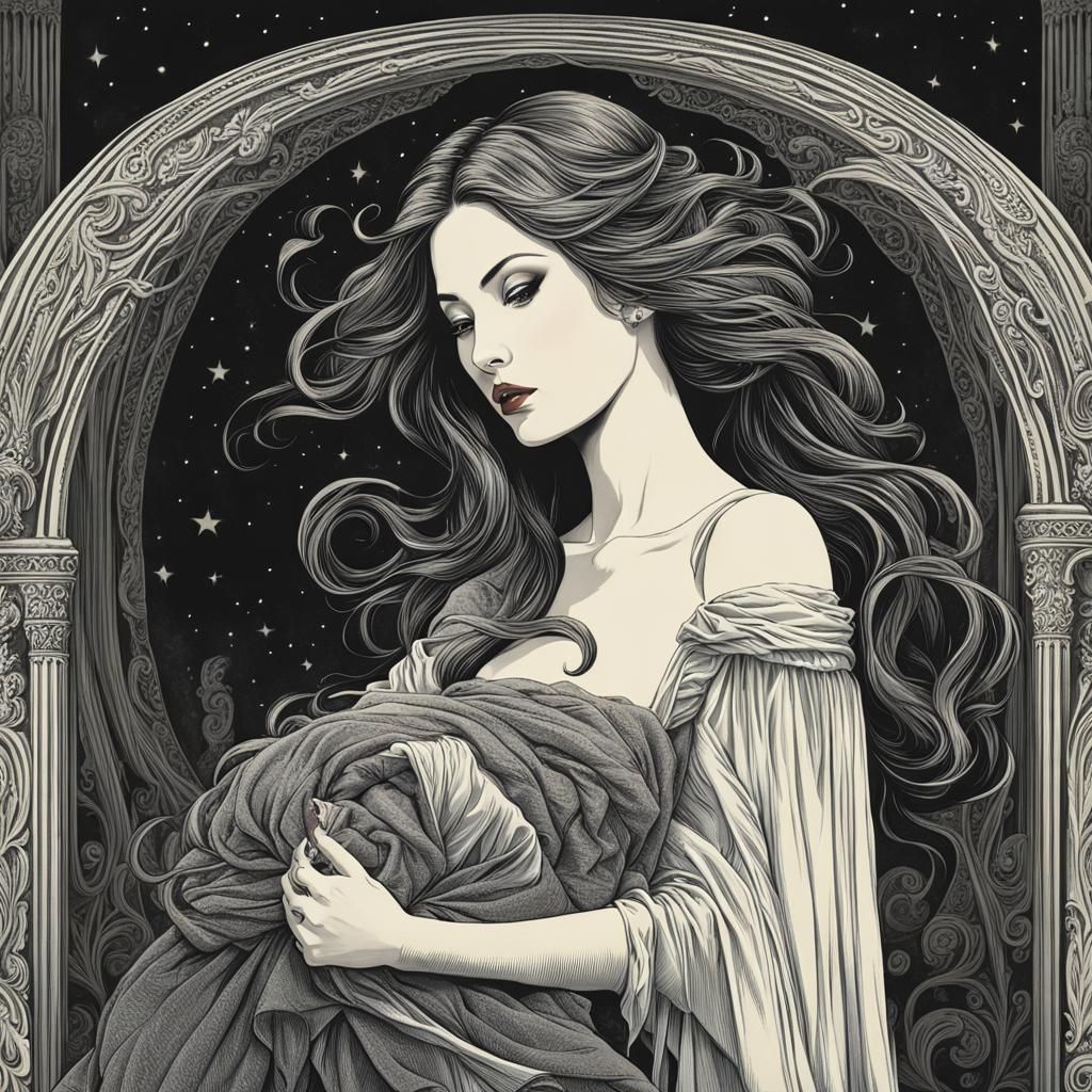 Ethereal Embrace: Woman Held by a Ghost