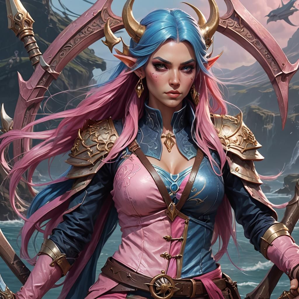 Sea Elf Pirate Warlock Portrait in Digital Art Style