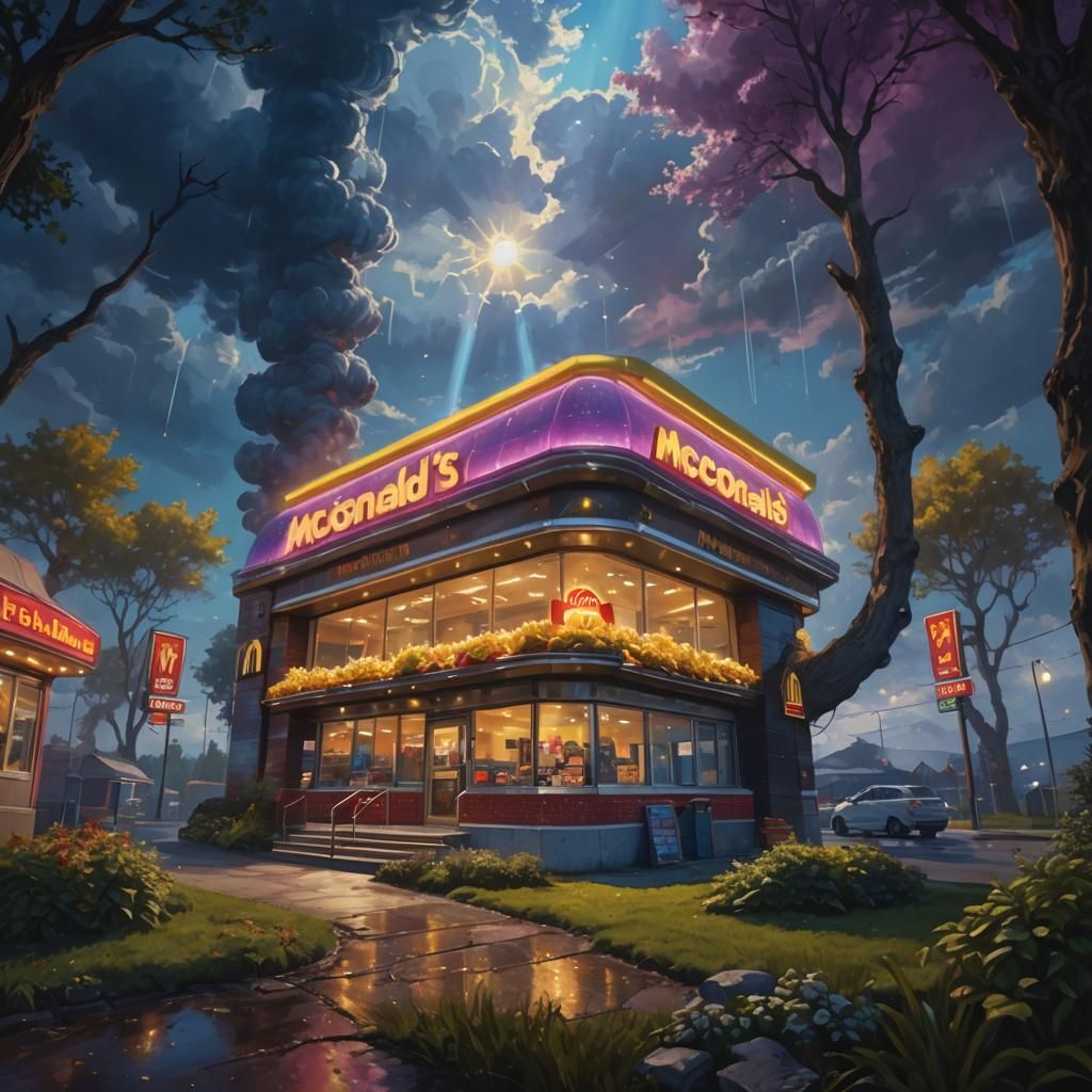 Heavenly Propane McDonald's: A Digital Oil Painting