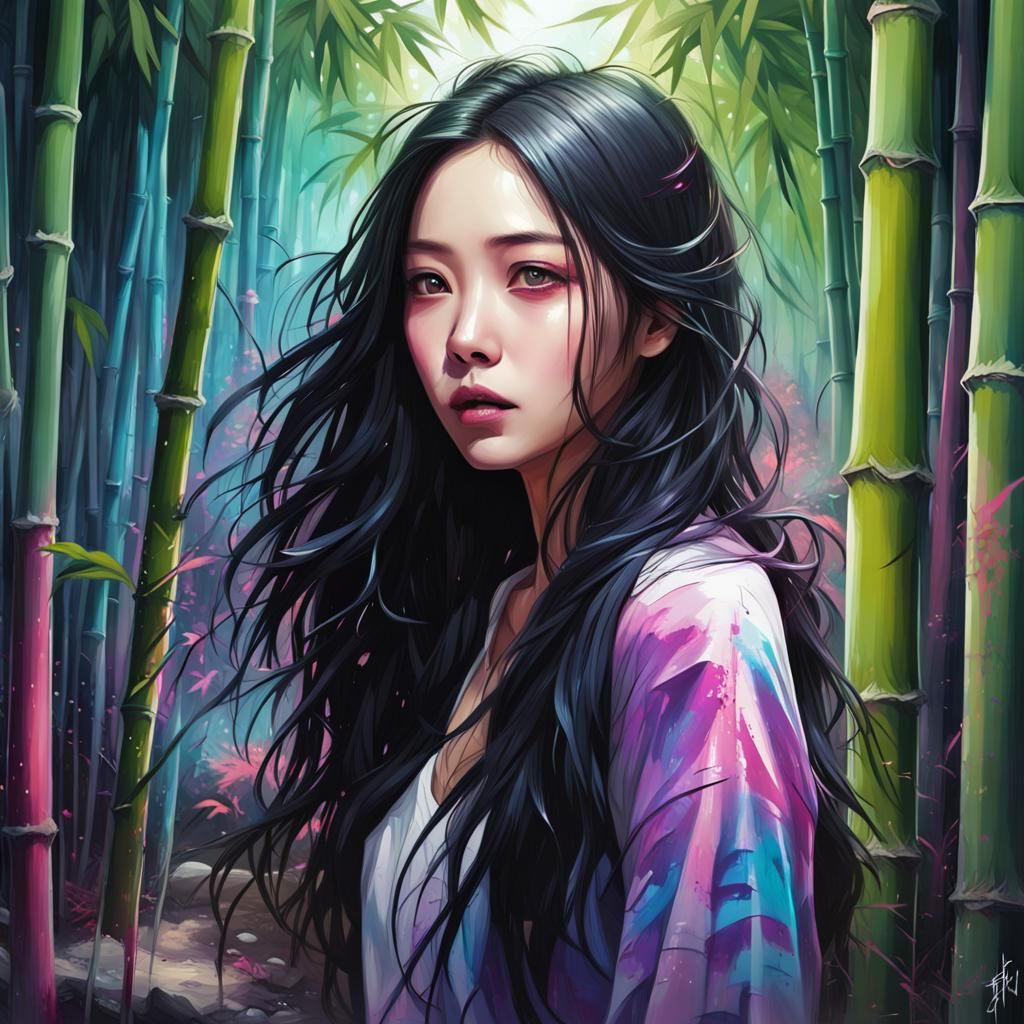 Korean Actress in Graffiti Art Style