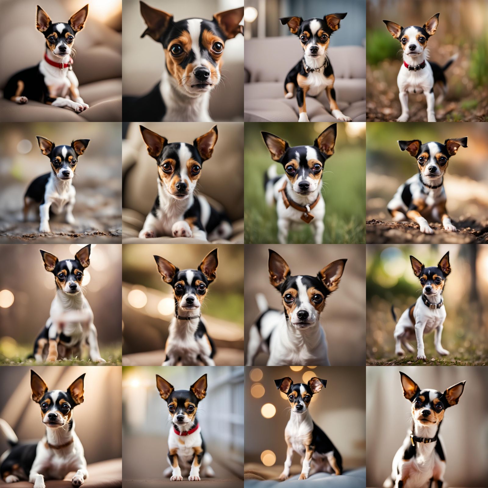 Tricolor Toy Fox Terrier Chihuahua Mix: Professional Portrai...