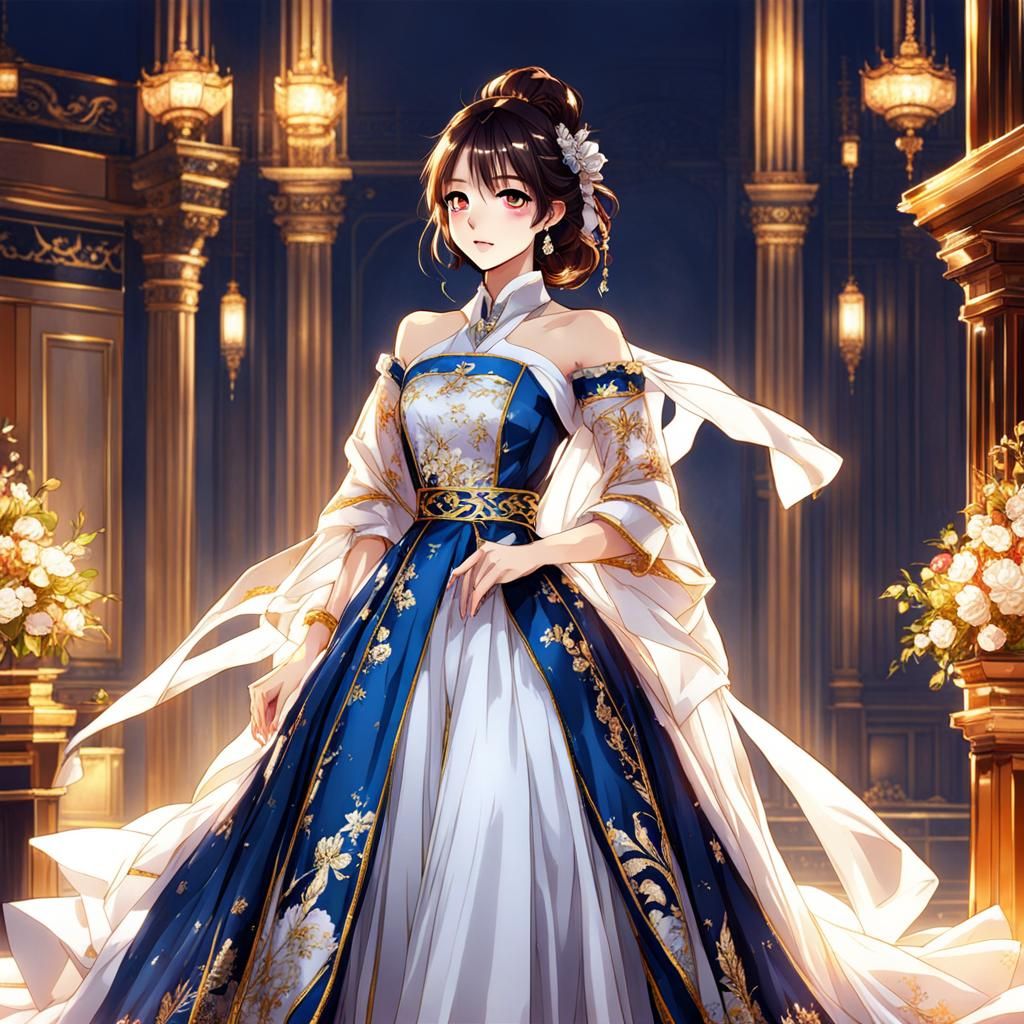 Pretty Korean Anime Girl in Palace Setting