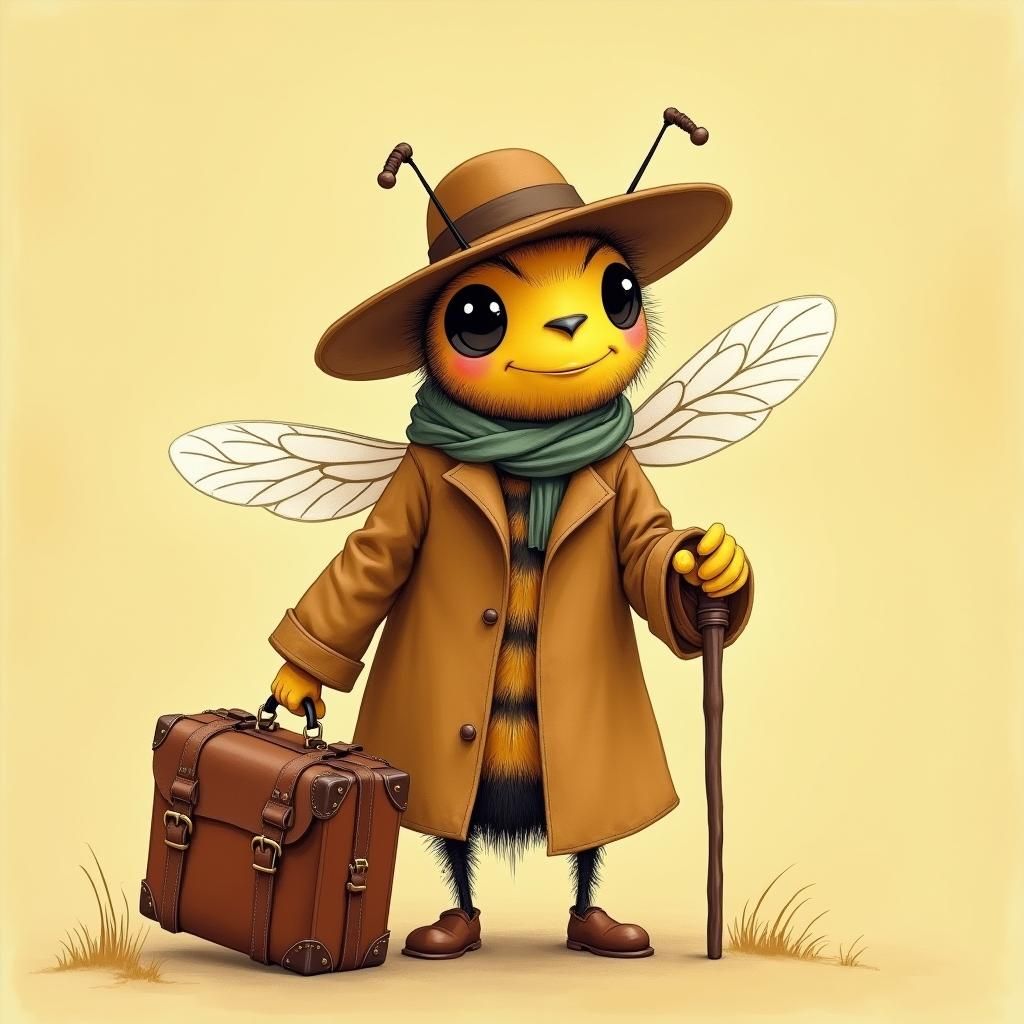 Traveling Bee in Impressionistic Style