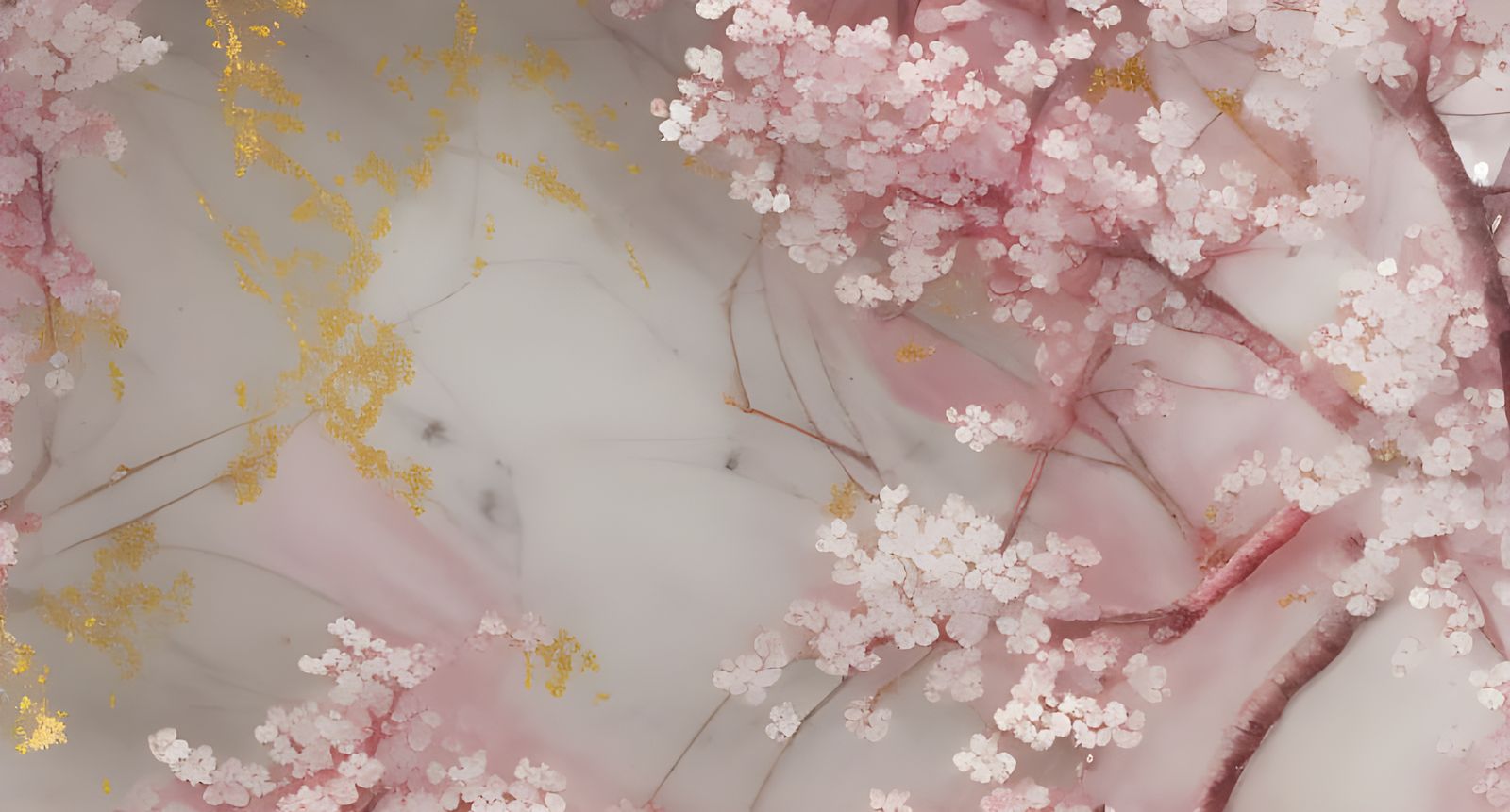 Elegant Sakura Blossom Pattern on Marble