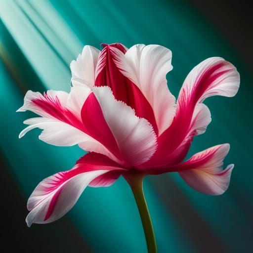 Single Parrot Tulip in Sunlight: Hyperrealistic