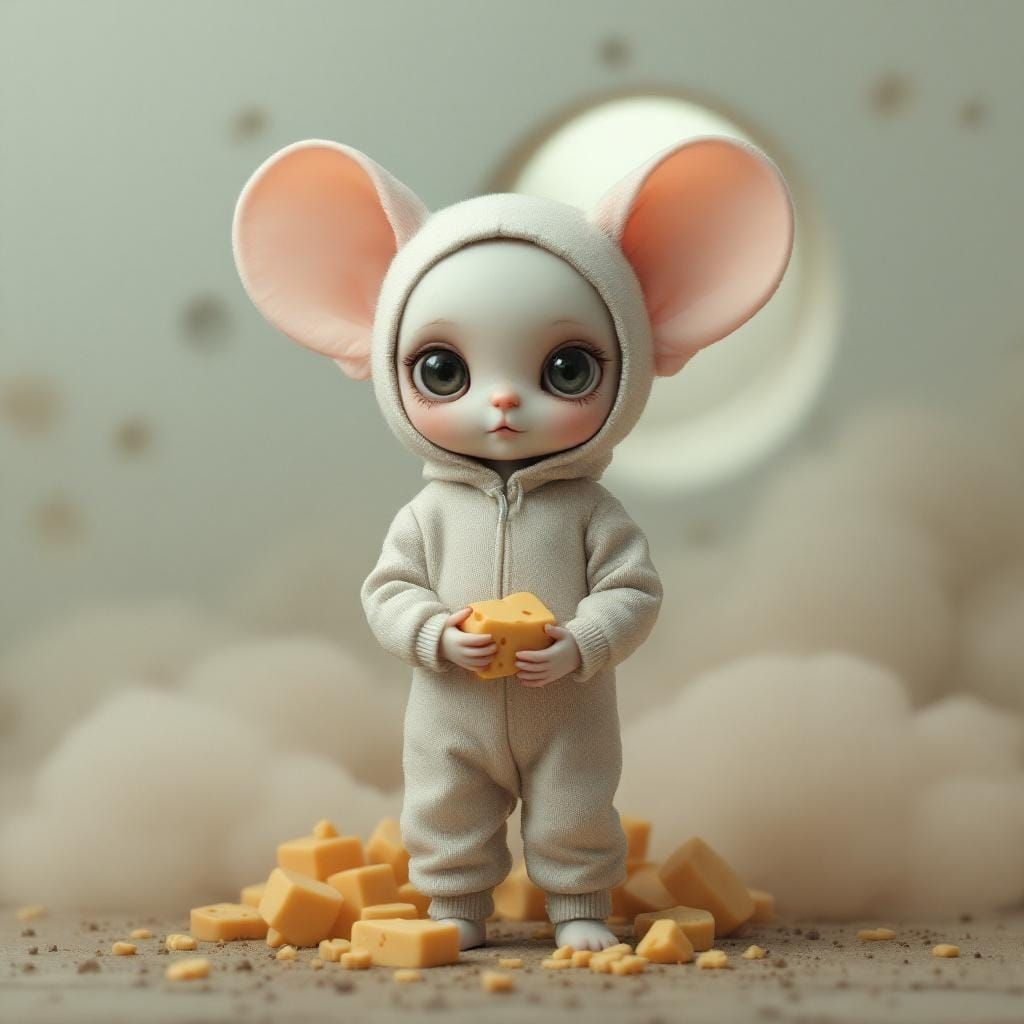 Mouse Child 3D Render with Dreamy Background