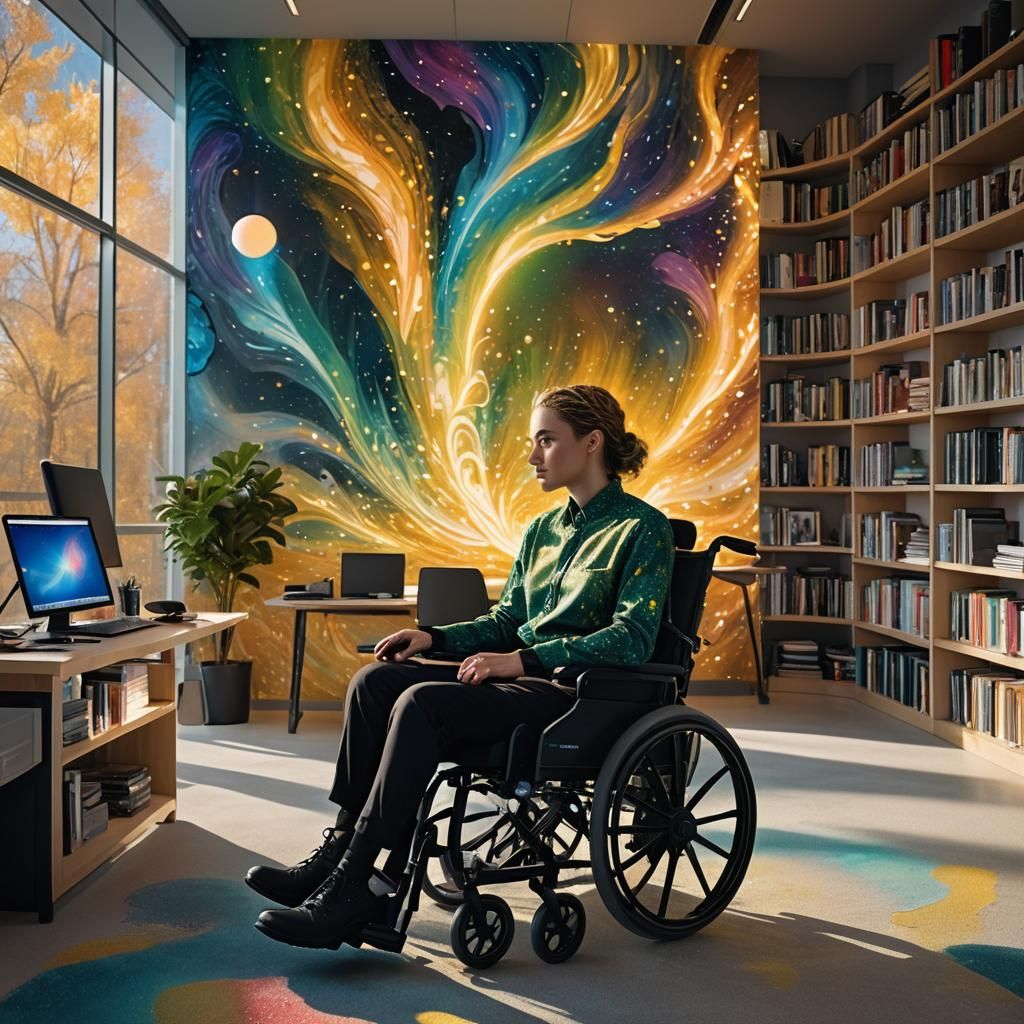 Inclusive Office: Impasto Portrait in Industrial Futurism
