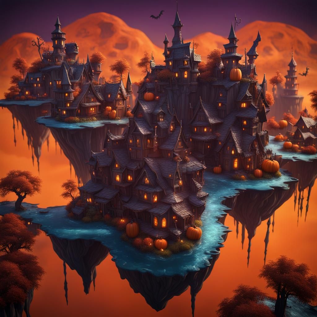 Halloween Town Floating Islands Concept Art