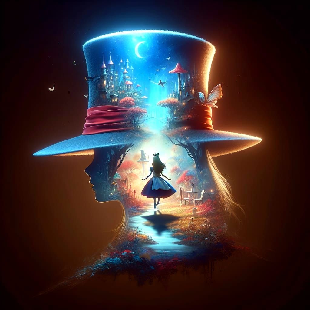 Alice's Whimsical Wonderland in a Majestic Hat