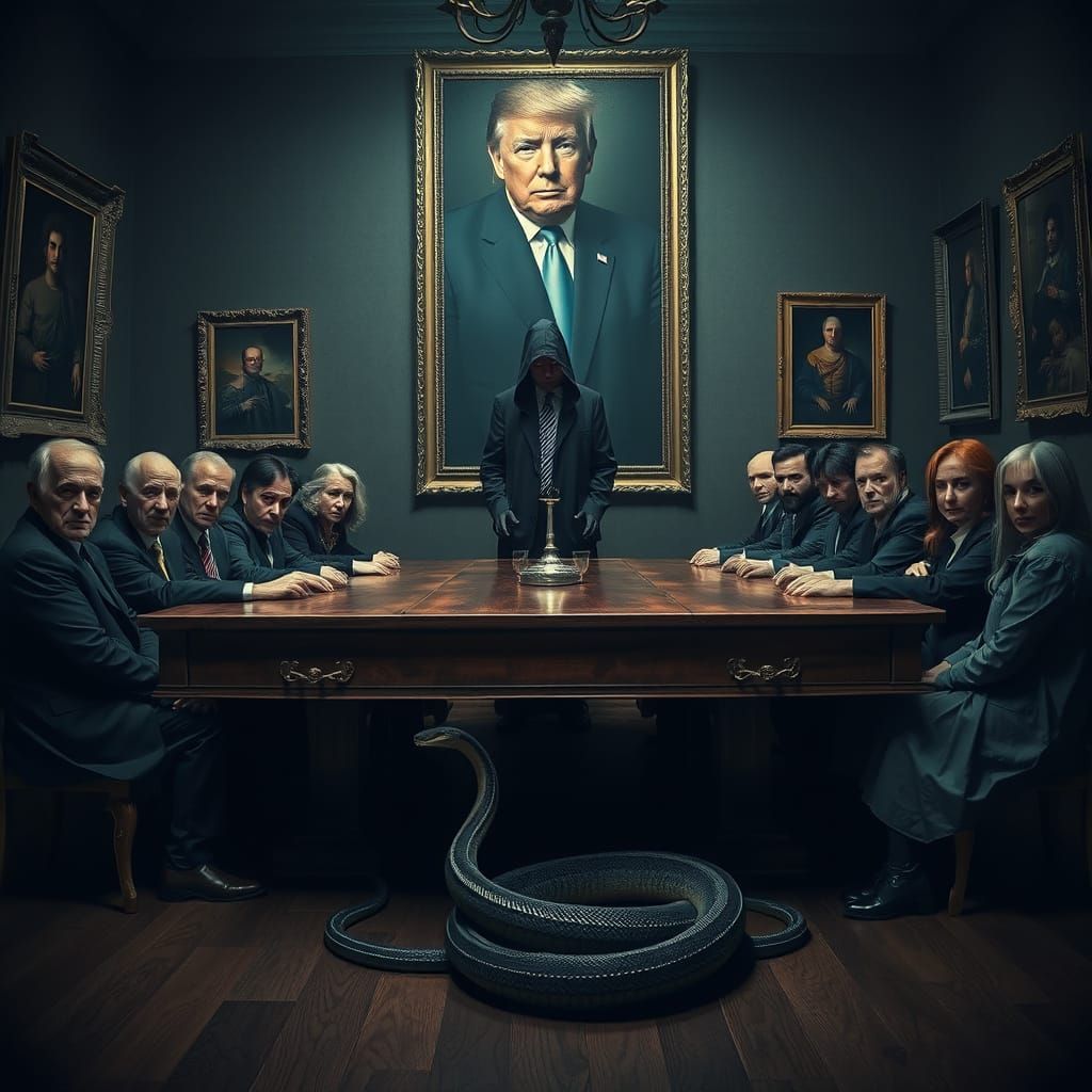 Ominous Last Supper Scene with Thirteen Figures