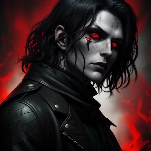 Intense Demon Portrait as Dark Fantasy Comic Art