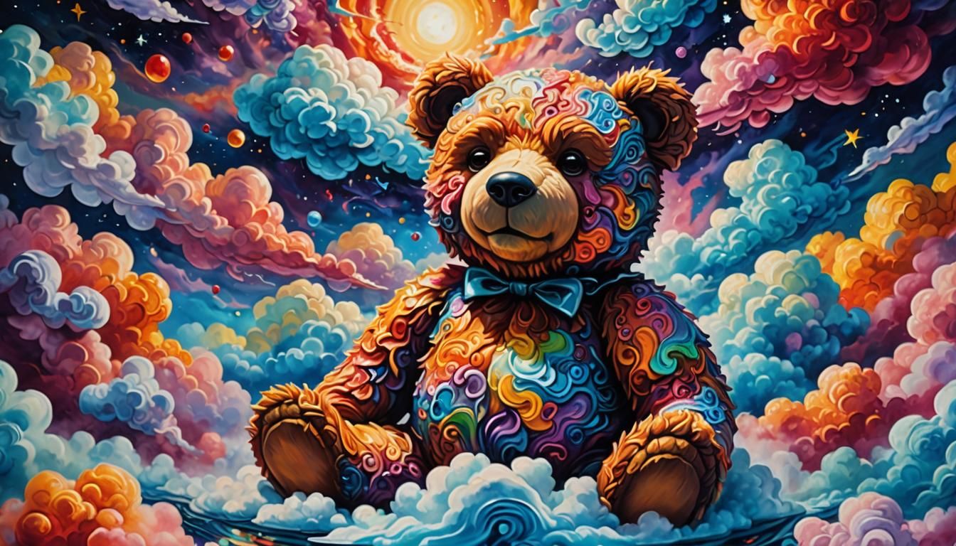 Teddy Bear's Surreal Dream in Astral Style