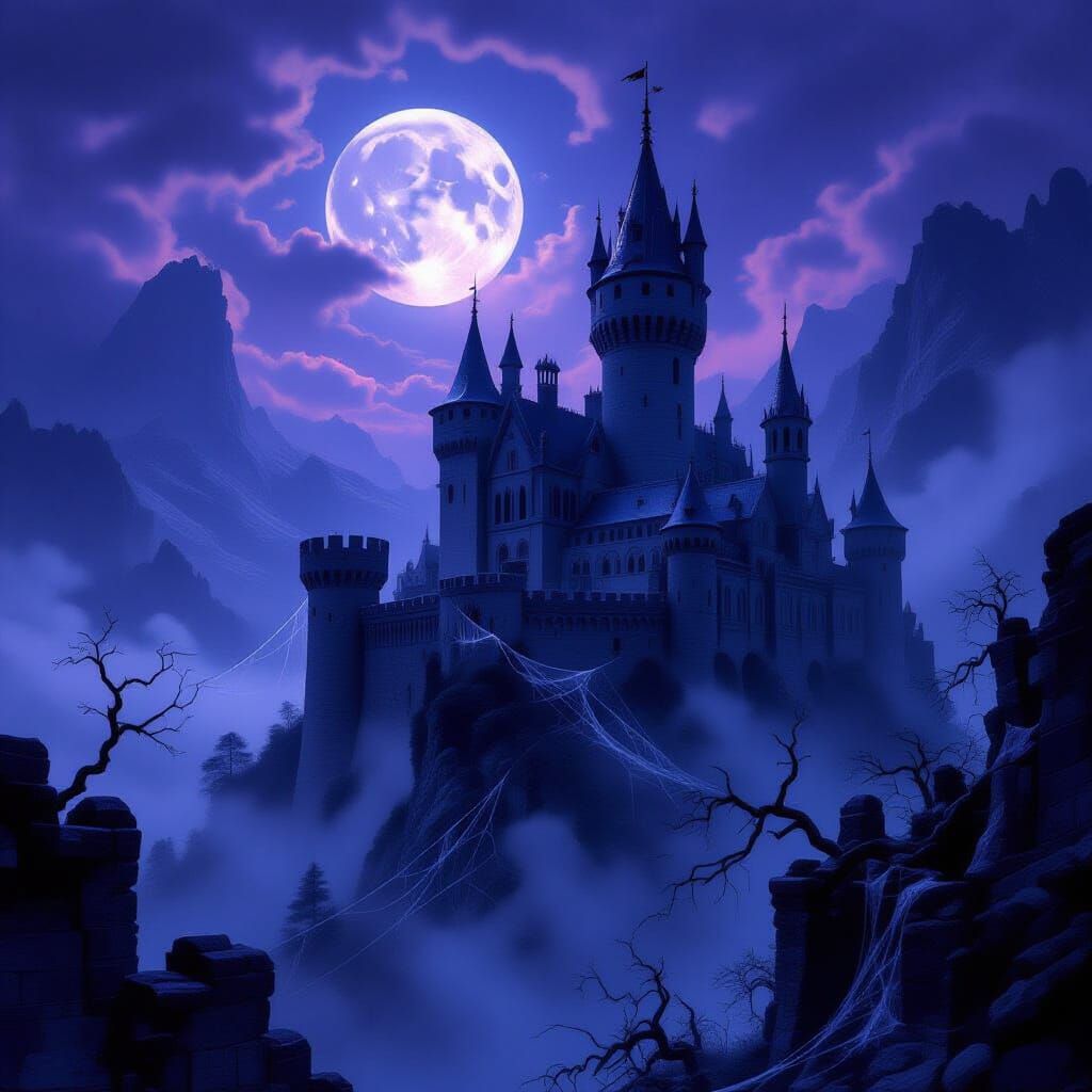 Gothic Castle in Mist: Dark Fantasy Concept Art
