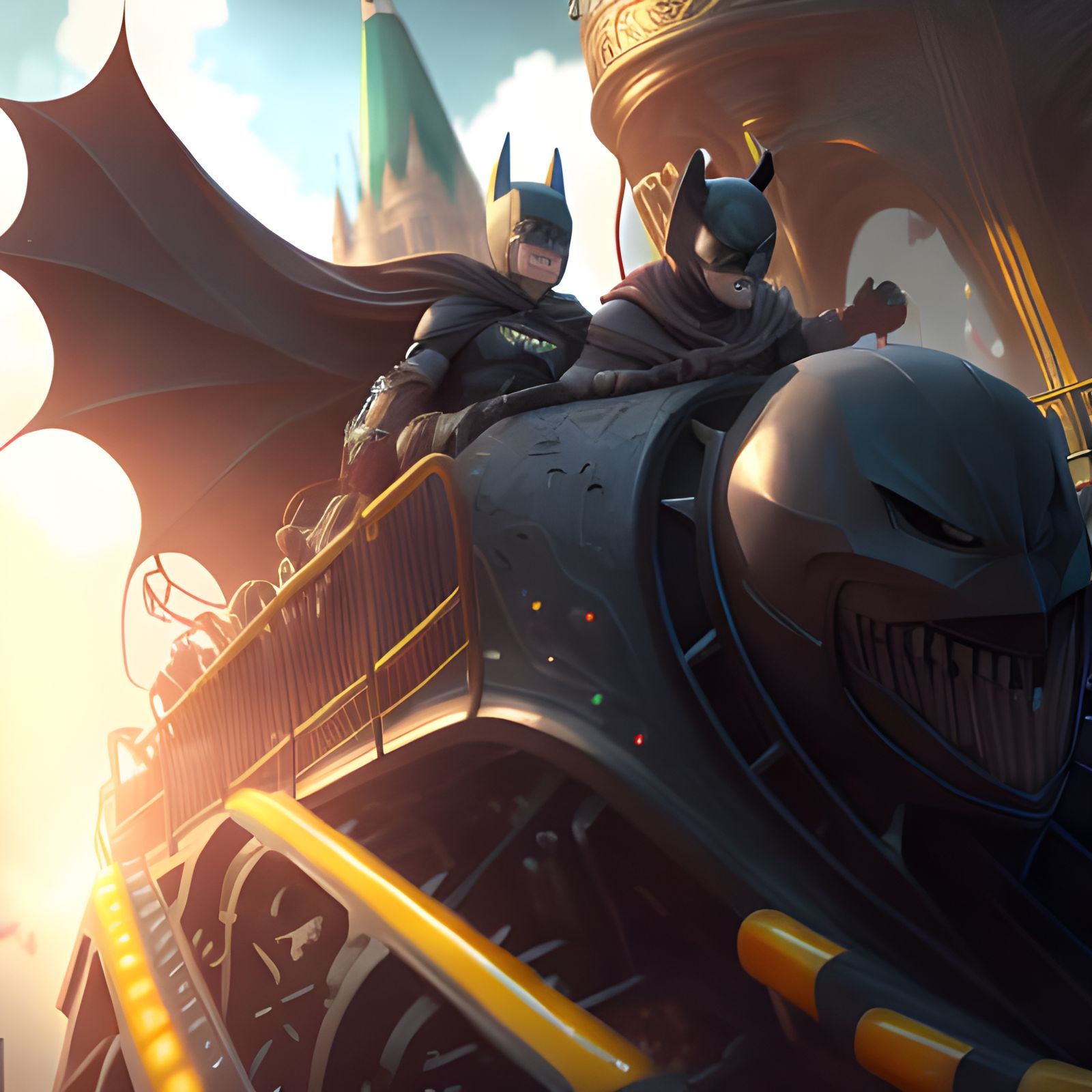 Batman on a Rollercoaster: Detailed Matte Painting