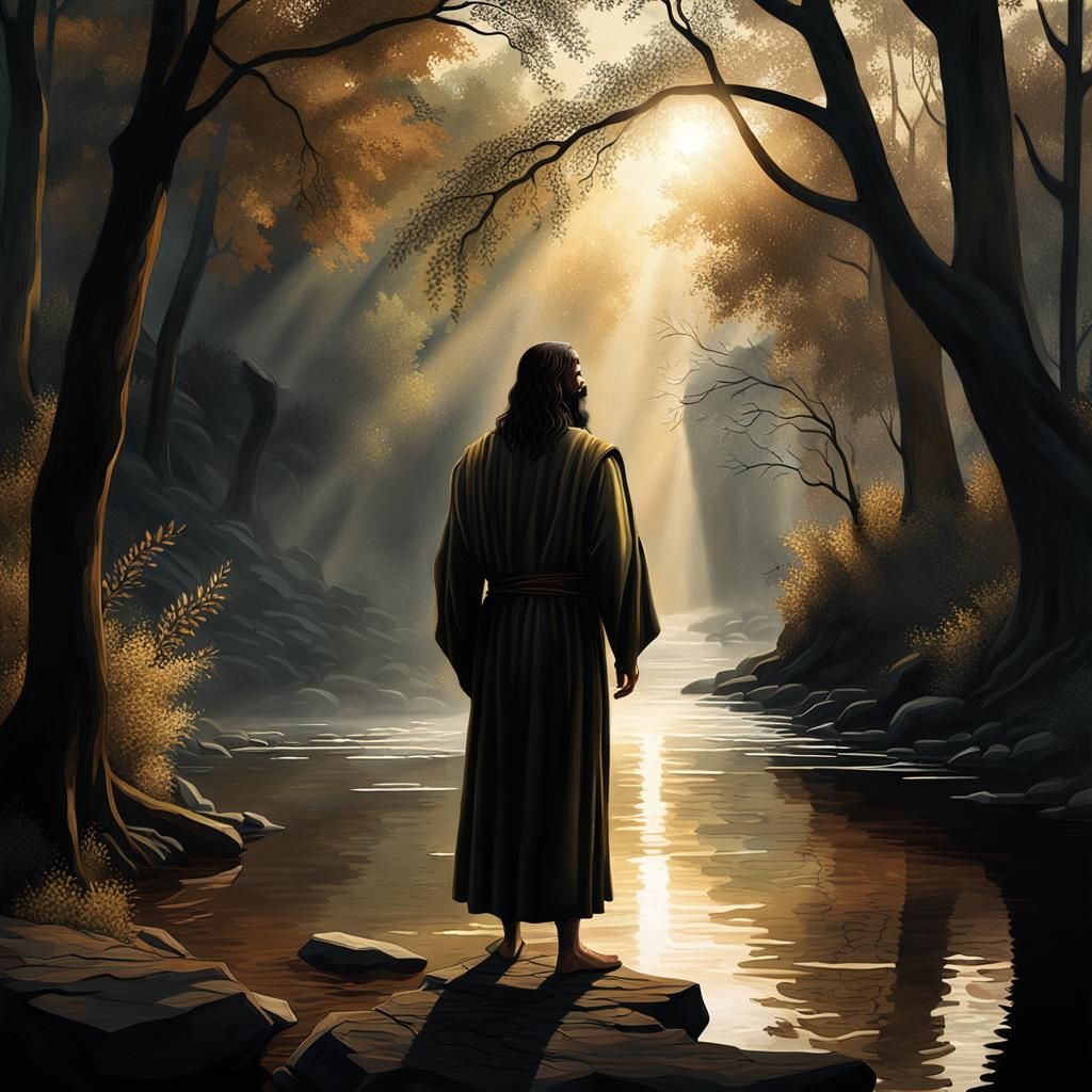 Baroque Jesus Stands Alone in Golden Hour