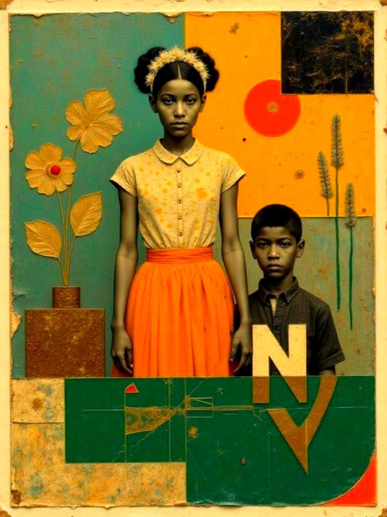 Abstract Artworks by Delaunay with Geometric Shapes and Text