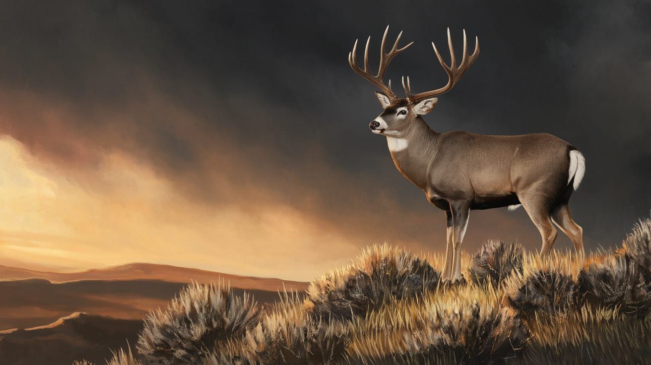 Baroque Mule Deer Dominates Sagebrush Hill