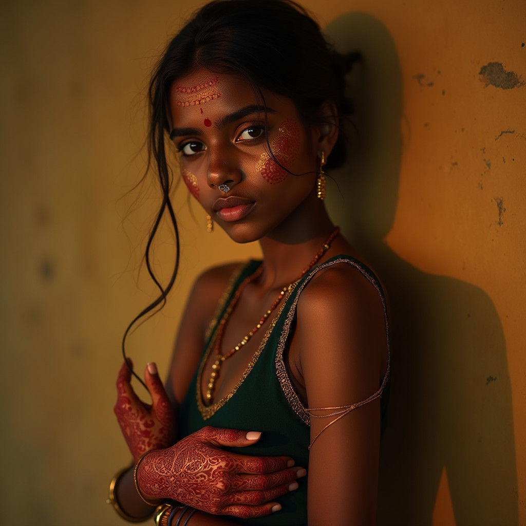 Bengali Woman with Henna, Photorealistic Image